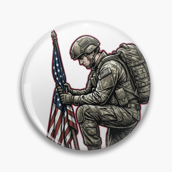 Item preview, Kneeling Soldier American Flag Military Veteran designed and sold by JMDesignHub.