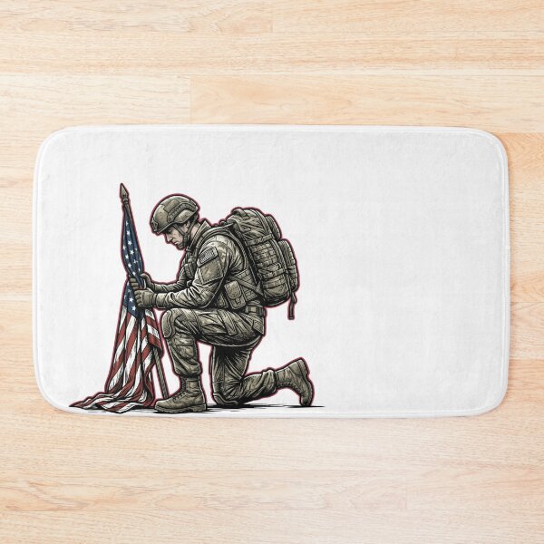 Item preview, Kneeling Soldier American Flag Military Veteran designed and sold by JMDesignHub.