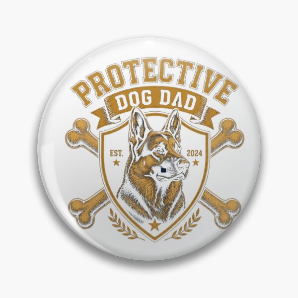 Item preview, Protective Dog Dad German Shepherd vintage varsity badge gift designed and sold by language-des.