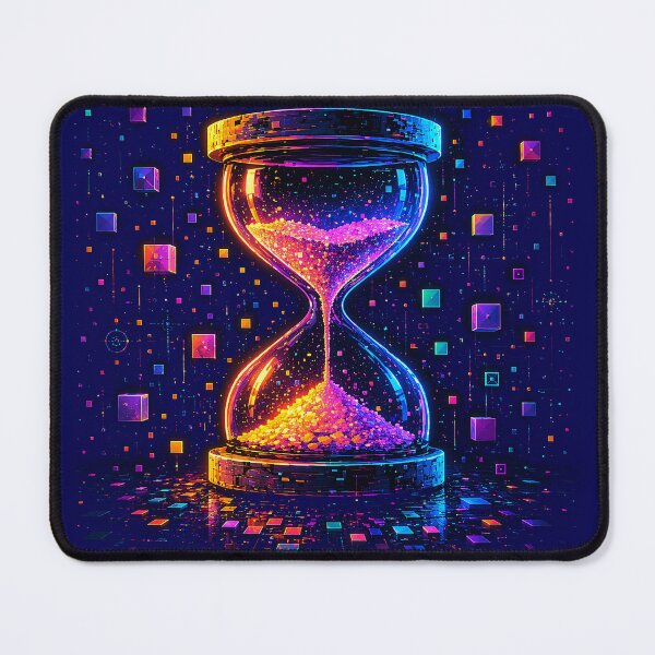 Item preview, Neon Digital Hourglass | Cyberpunk Time Flow | Futuristic Pixel Art Sci-Fi Design designed and sold by FunkyVista.