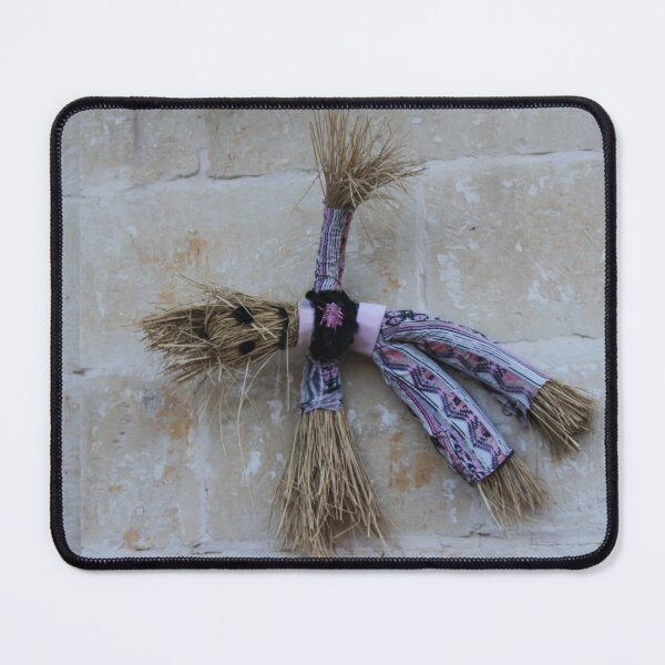 Item preview, Handmade Straw Doll Scarecrow With Colorful Dress Mounted On Stone Wall Folk Ornament designed and sold by Nmallia.