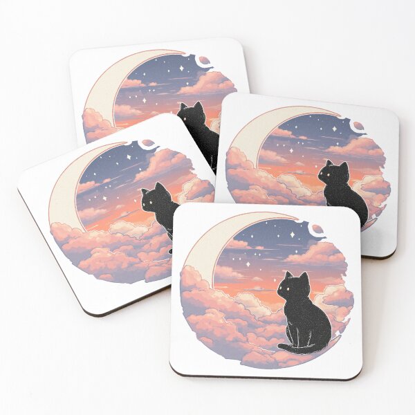 Item preview, Black cat sitting on a crescent moon designed and sold by AzottoShop.