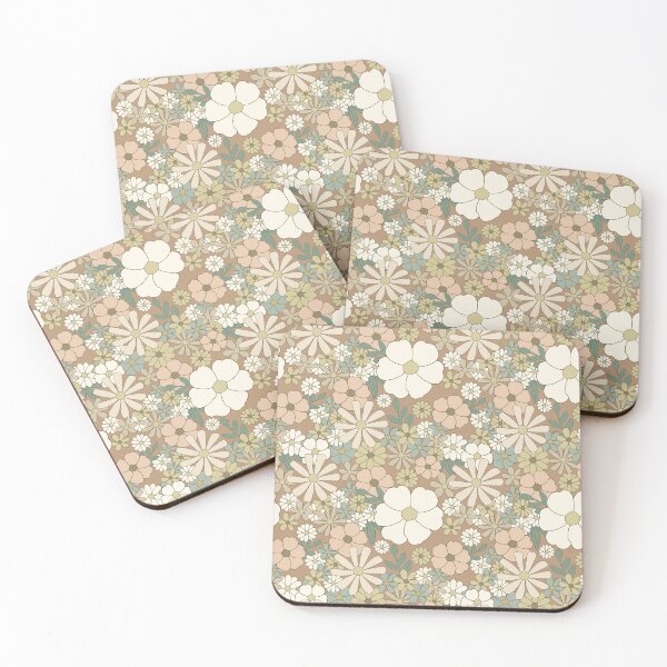 Item preview, Neutral color daisies and tiny flowers pattern -  spring girly feminine light brown beige pink cottagecore floral retro  designed and sold by Fantasy Cache.