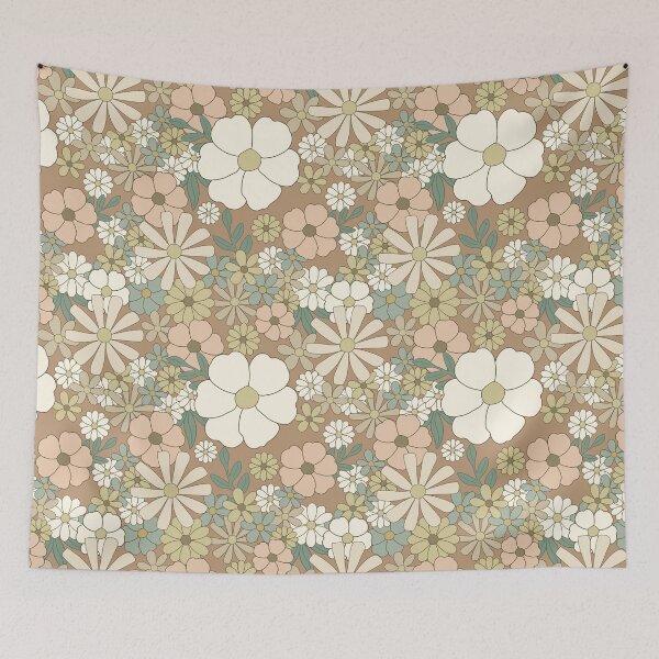 Item preview, Neutral color daisies and tiny flowers pattern -  spring girly feminine light brown beige pink cottagecore floral retro  designed and sold by Fantasy Cache.