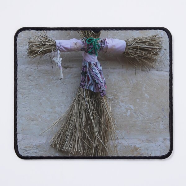 Item preview, Handmade Straw Doll Scarecrow With Colorful Dress Mounted On Stone Wall Folk Ornament designed and sold by Nmallia.