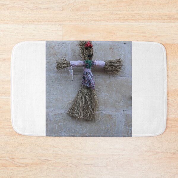 Item preview, Handmade Straw Doll Scarecrow With Colorful Dress Mounted On Stone Wall Folk Ornament designed and sold by Nmallia.