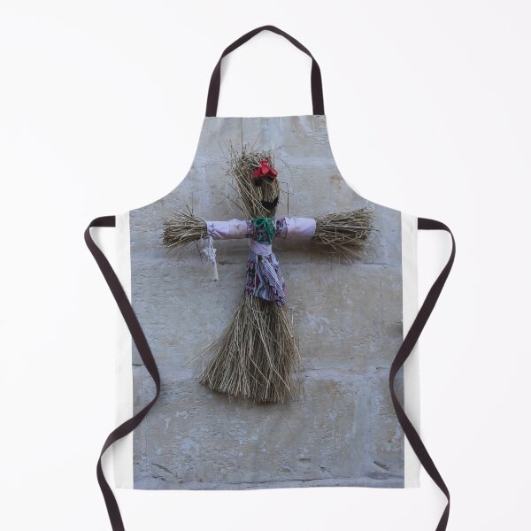 Item preview, Handmade Straw Doll Scarecrow With Colorful Dress Mounted On Stone Wall Folk Ornament designed and sold by Nmallia.