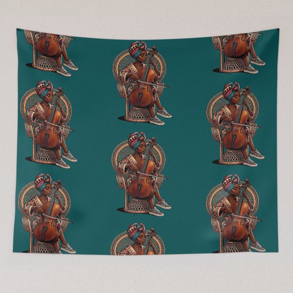 Item preview, Melody in Motion - Black Woman Playing Cello Art designed and sold by digitalbob60.