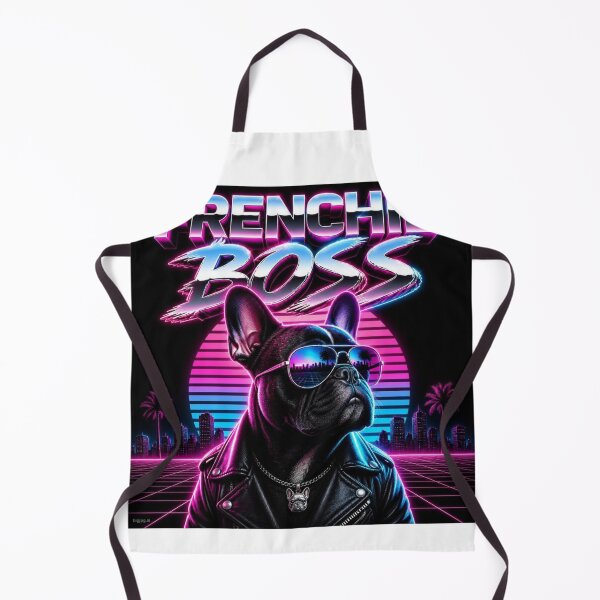 Item preview, Frenchie Boss retro 80s neon French Bulldog synthwave gift designed and sold by language-des.