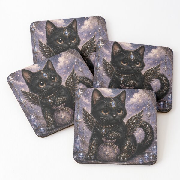 Item preview, Wish Keeper Good Fortune Guardian Black Cat Dreamscape designed and sold by Mindworx21.