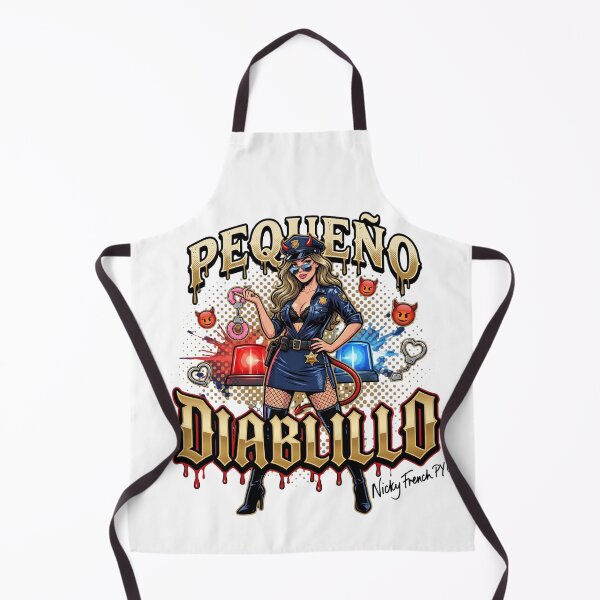 Item preview, Nicky as a sexy cop with the inscription "Pequeño Diablillo" designed and sold by NickyFrenchPY.