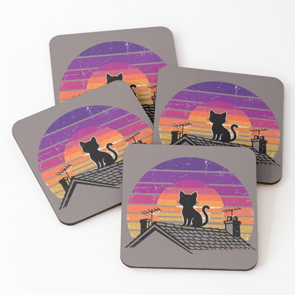 Item preview, Retro Sunset Rooftop Cat designed and sold by Aryanshop12.