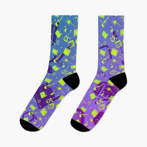 Item preview, Guitar & Amp Gig Day Pattern | Music Lover Purple Green Gradient All Over Print designed and sold by Analog Threads & Goods.