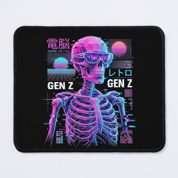 Item preview, Retro Cyberpunk Glitch Skeleton Synthwave Gen Z Streetwear designed and sold by InspireByYou™.
