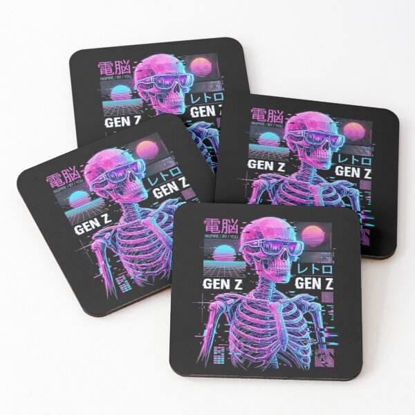 Item preview, Retro Cyberpunk Glitch Skeleton Synthwave Gen Z Streetwear designed and sold by InspireByYou™.