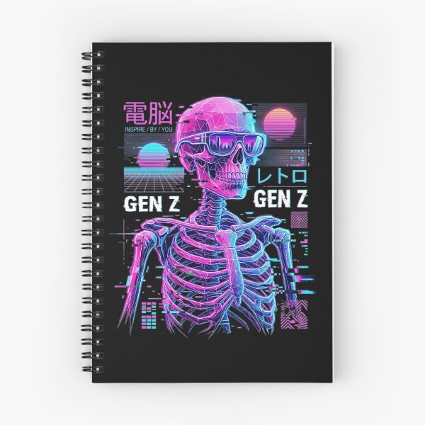 Item preview, Retro Cyberpunk Glitch Skeleton Synthwave Gen Z Streetwear designed and sold by InspireByYou™.