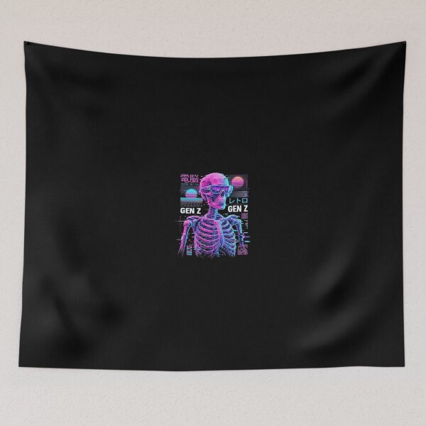 Item preview, Retro Cyberpunk Glitch Skeleton Synthwave Gen Z Streetwear designed and sold by InspireByYou™.