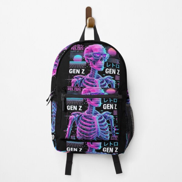 Item preview, Retro Cyberpunk Glitch Skeleton Synthwave Gen Z Streetwear designed and sold by InspireByYou™.