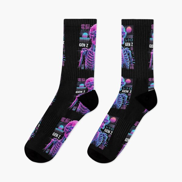 Item preview, Retro Cyberpunk Glitch Skeleton Synthwave Gen Z Streetwear designed and sold by InspireByYou™.