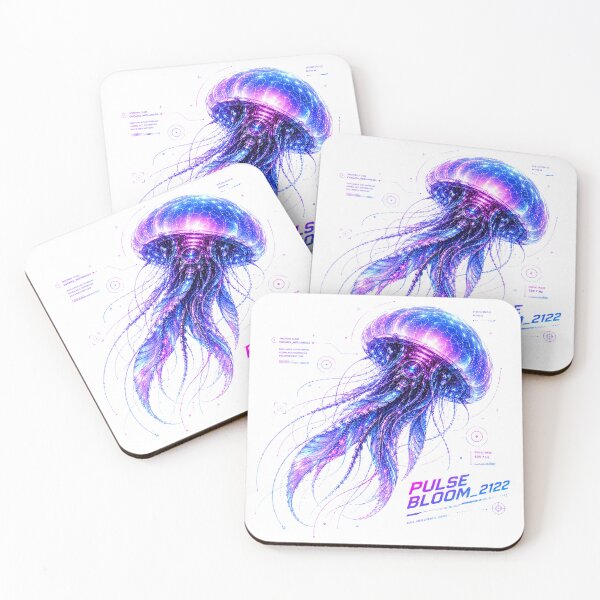 Item preview, Pulse Bloom 2122 Cyber Jellyfish – Neon Biomechanical Deep Sea Design designed and sold by FusiTink.