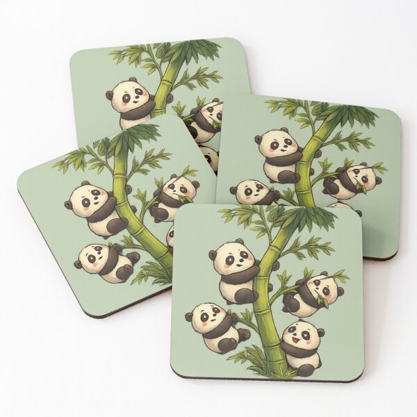 Item preview, Cute Panda Family Climbing Bamboo – Kawaii Animal Cartoon  designed and sold by arifali786.
