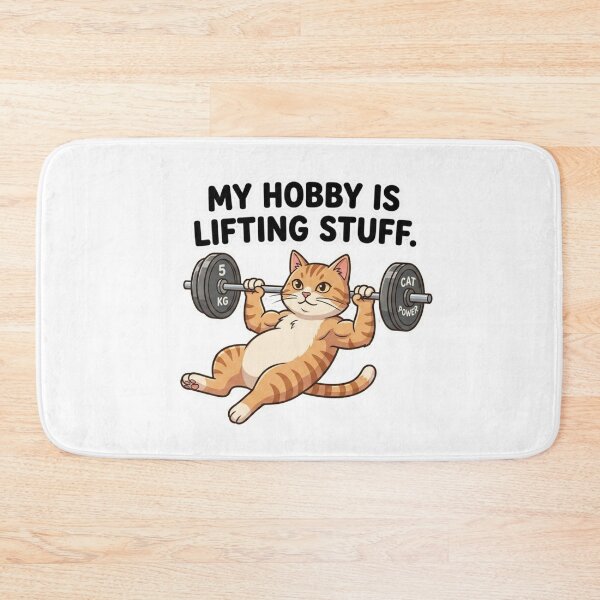 Item preview, Funny Cat Lifting Weights Gym Hobby Design designed and sold by JeevanStickers.