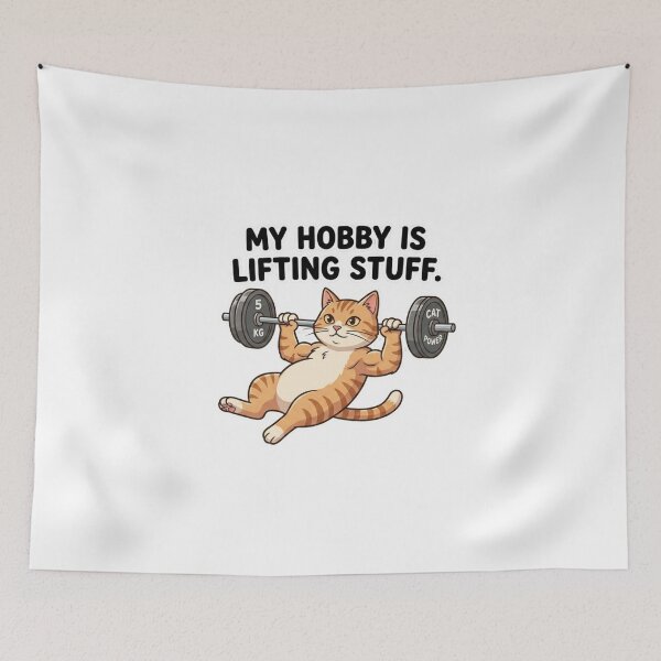 Item preview, Funny Cat Lifting Weights Gym Hobby Design designed and sold by JeevanStickers.