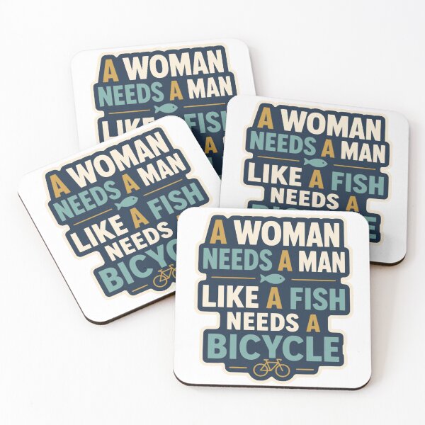 Item preview, A Woman Needs A Man Like A Fish Needs A Bicycle Minimal Feminist Typography designed and sold by ArtsyExplorer.