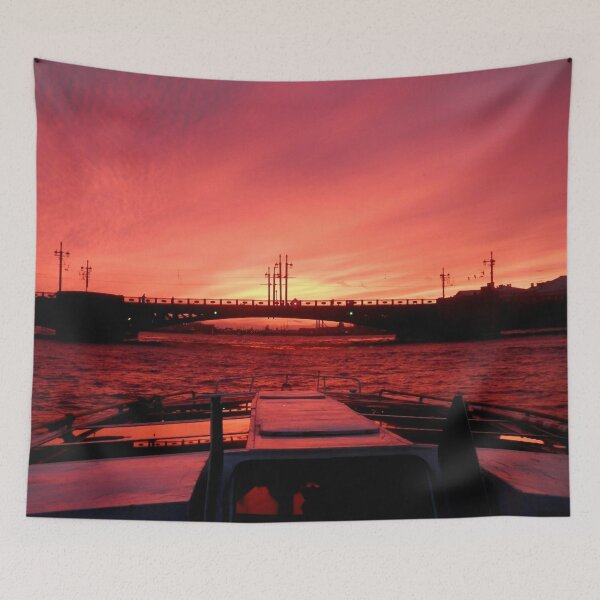 Item preview, Crimson Sunset River Cruise: Dramatic City Skyline designed and sold by Apex_Visuals.