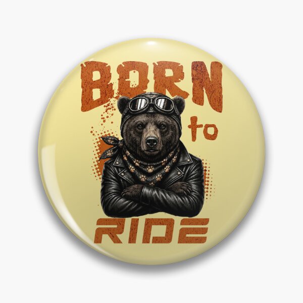 Item preview, Brown Bear Biker Design – Born To Ride Funny Motorcycle Bear Print designed and sold by PixelsPaws.