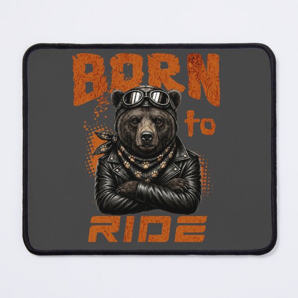 Item preview, Brown Bear Biker Design – Born To Ride Funny Motorcycle Bear Print designed and sold by PixelsPaws.