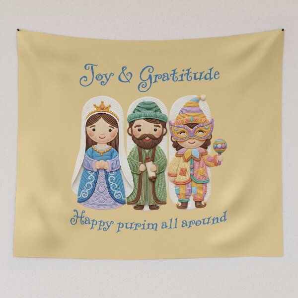 Item preview, Purim Characters Clay Art - Joy and Gratitude Jewish Holiday designed and sold by HeHeStudio.