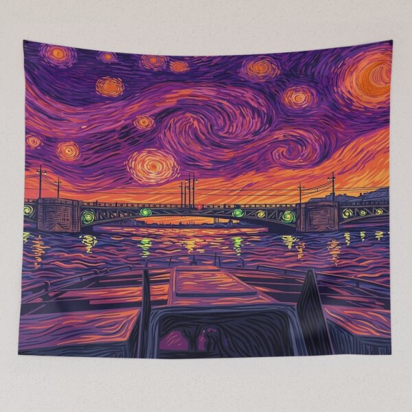 Item preview, Starry Night River Cruise: Van Gogh Inspired Cityscape designed and sold by Apex_Visuals.