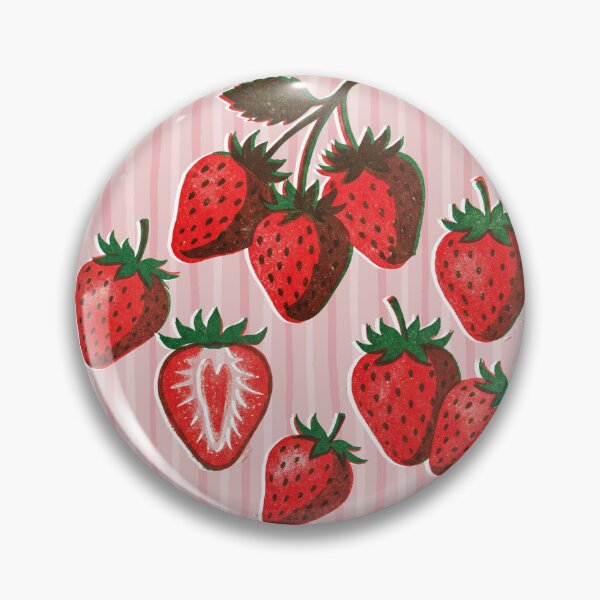 Item preview, Pink Red Risograph Strawberries and Stripes designed and sold by TackyTime.