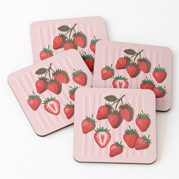Item preview, Pink Red Risograph Strawberries and Stripes designed and sold by TackyTime.