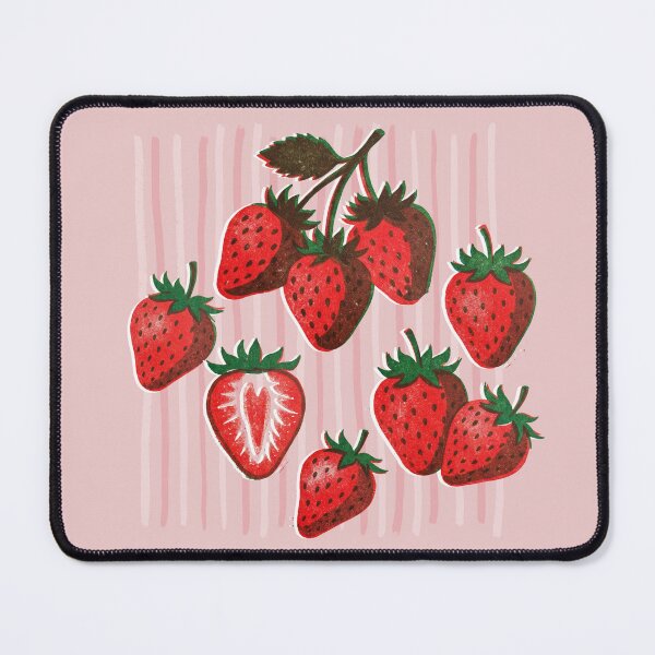Item preview, Pink Red Risograph Strawberries and Stripes designed and sold by TackyTime.