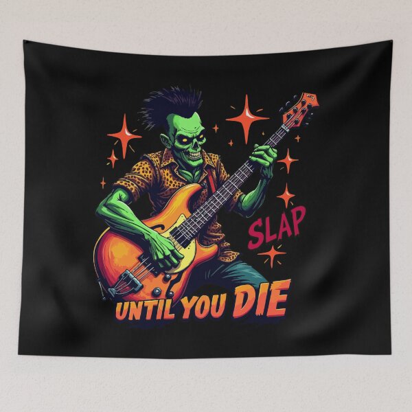 Item preview, Slap Until You Die - Vintage Psychobilly Zombie Bassist designed and sold by Hans-Design.