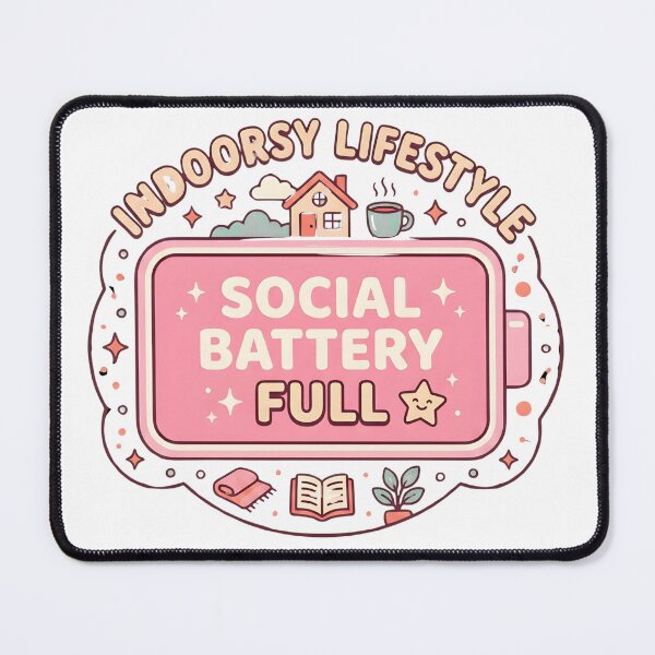 Item preview, Social Battery Full - Indoorsy Lifestyle Retro Emblem designed and sold by fit-and-fine26.