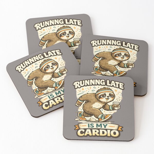 Item preview, Running Late Is My Cardio Funny Sloth Retro Cartoon Vintage T-Shirt Sticker designed and sold by Akter-sikder.