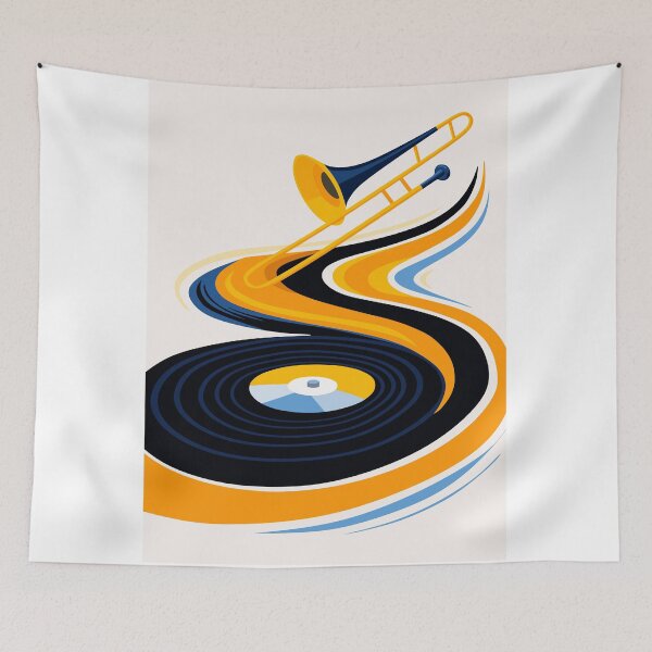 Item preview, Colorful Trombone & Vinyl Record Art designed and sold by Studio pod Burom.