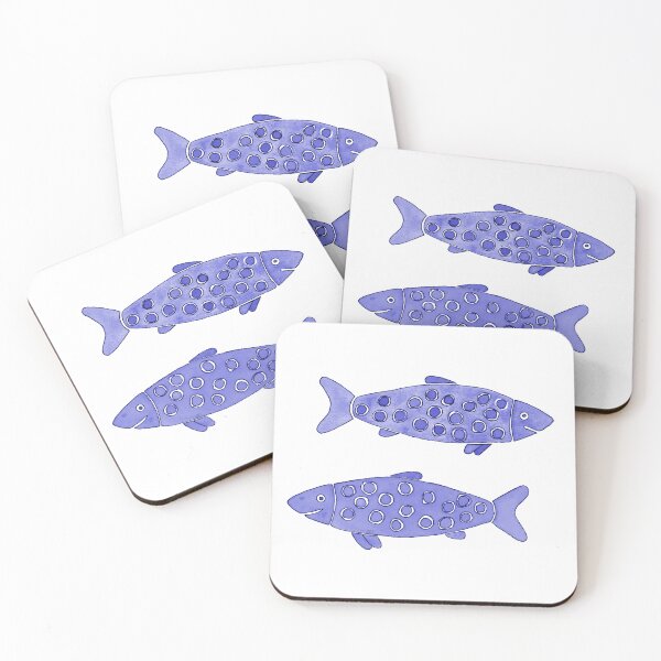 Item preview, Navy Blue Spotted Watercolor Fish designed and sold by AlinaArt&Design.