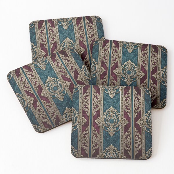 Item preview, Dark Turquoise & Burgundy Striped Gold Baroque designed and sold by DesignsByPrnces.