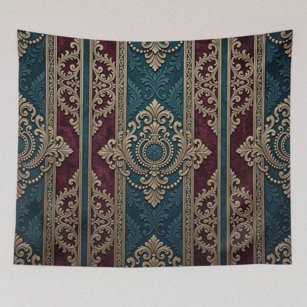 Item preview, Dark Turquoise & Burgundy Striped Gold Baroque designed and sold by DesignsByPrnces.