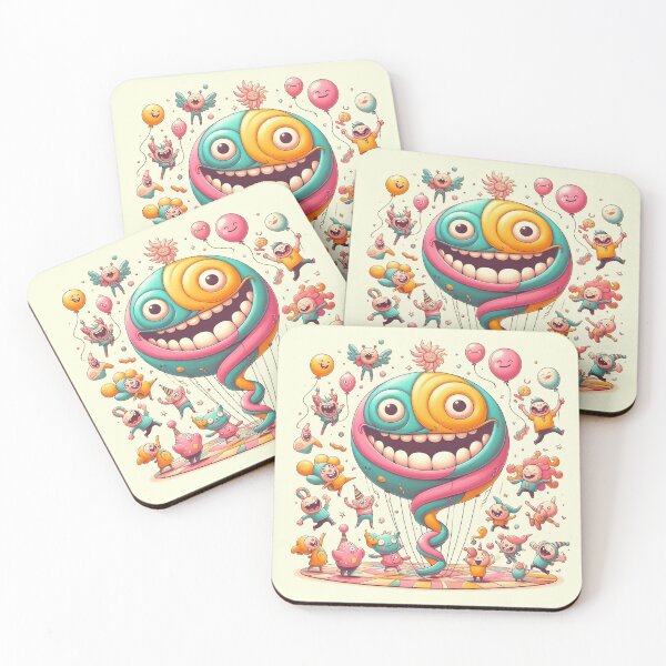 Item preview, Happy Monster Balloon Party Illustration designed and sold by PixelQ.