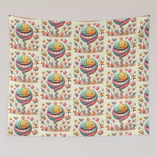 Item preview, Happy Monster Balloon Party Illustration designed and sold by PixelQ.