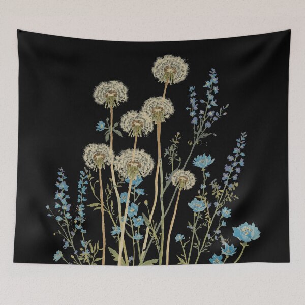 Item preview, Dandelion puff and blue flowers designed and sold by uunaa.