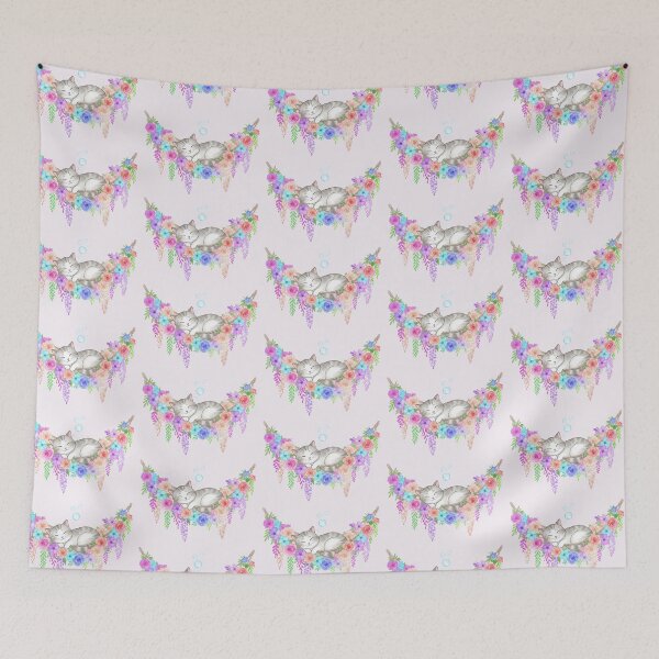Item preview, Sleeping Cat in Floral Hammock Watercolor designed and sold by PixelQ.