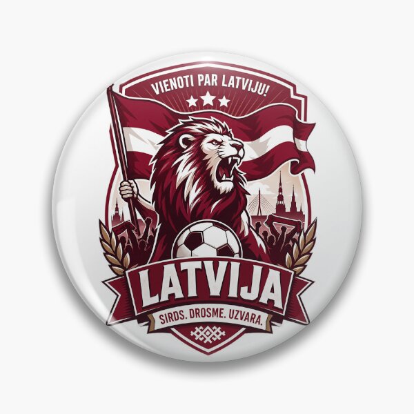 Item preview, Latvia Football Fans Emblem — Red & White Vector Badge Design designed and sold by Jandedan.