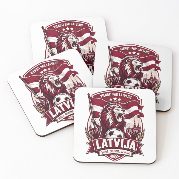 Item preview, Latvia Football Fans Emblem — Red & White Vector Badge Design designed and sold by Jandedan.