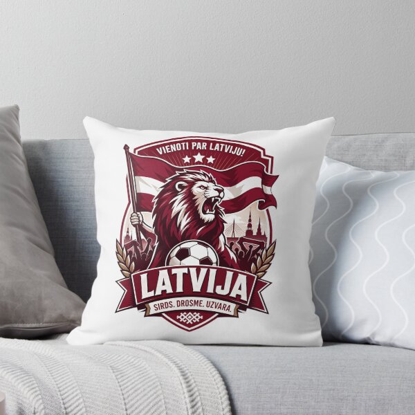 Item preview, Latvia Football Fans Emblem — Red & White Vector Badge Design designed and sold by Jandedan.